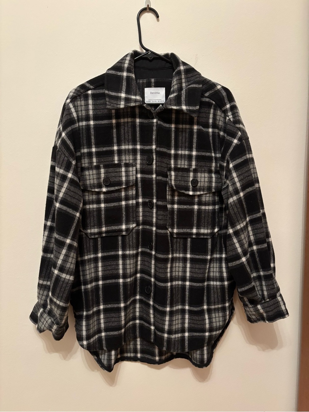 Bershka Black Plaid Shacket M